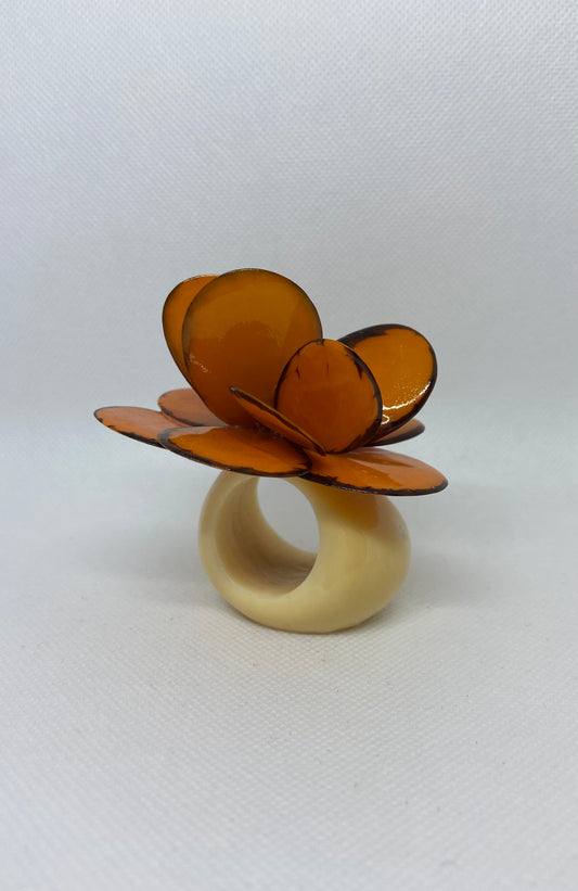 Luxury orange flower napkin ring
