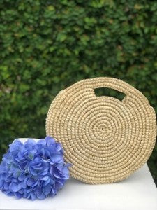 Toquilla straw round flat medium purse